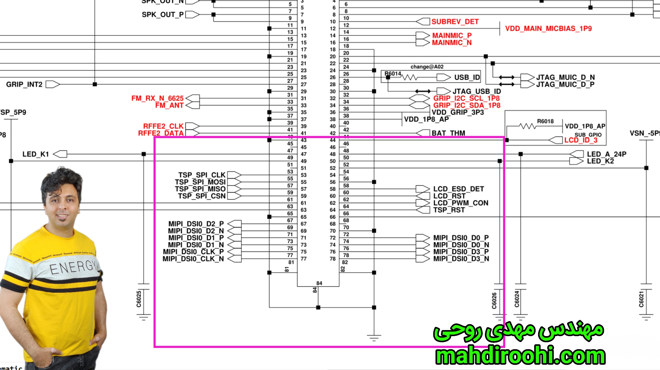 شماتیک کانکتور نمایشگر A02 بدون پایه TE